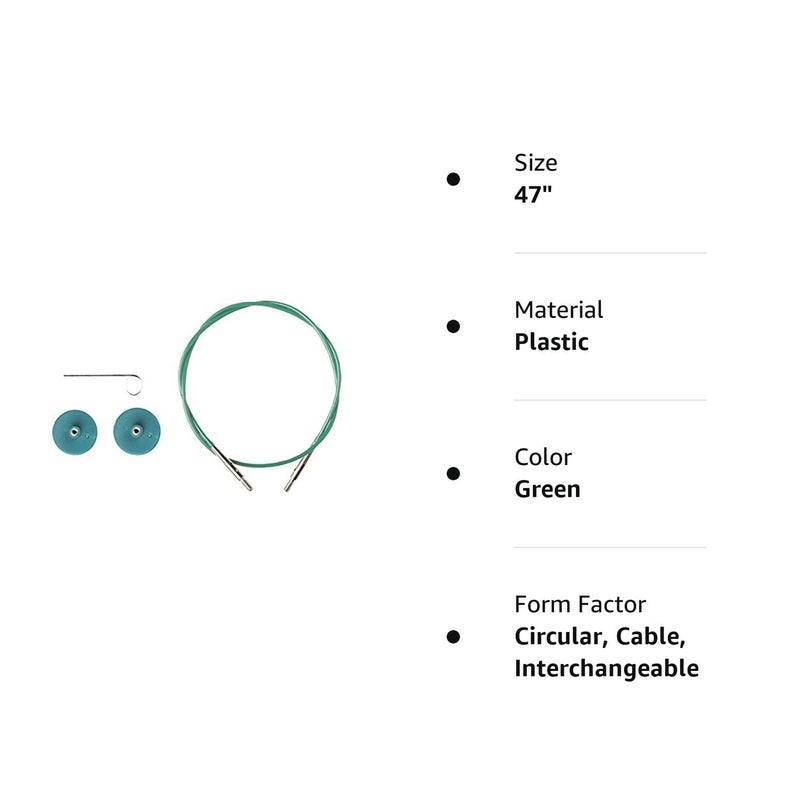 KnitPicks Knit Picks Options Interchangeable Circular Knitting Needle Cable - 47" Green - Image 5